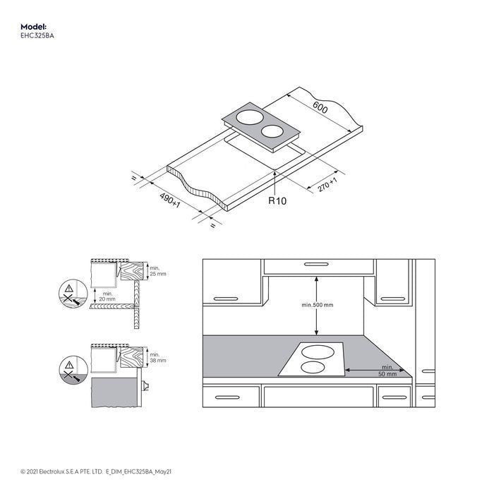 Electrolux EHC325BA Built-In Ceramic Hob 2 Cooking Zones | TBM Online