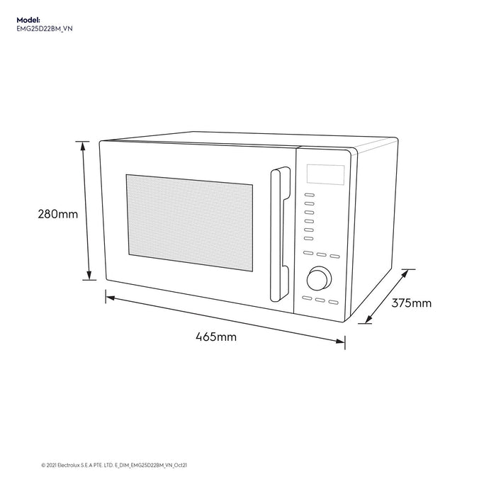 Electrolux EMG25D22BM Grill Microwave Oven 25L | TBM Online