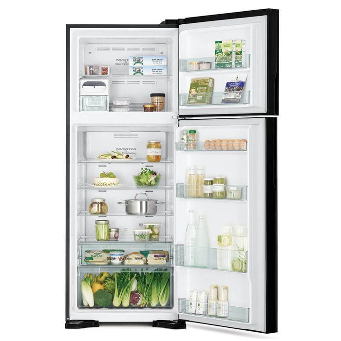 Hitachi R-VG580P7M-1 GBK Fridge 2 Doors G489L Inverter Glass Black | TBM Online