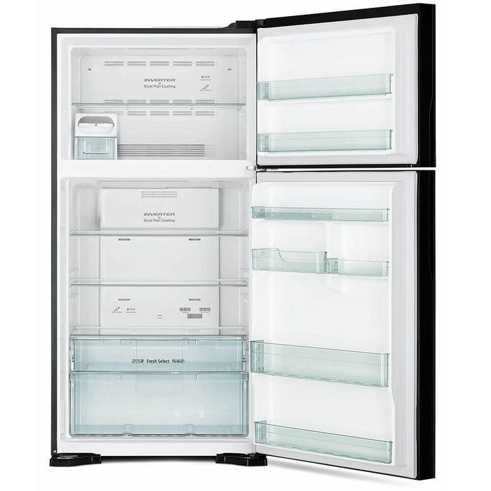 Hitachi R-VG660P7M-1 GBK Fridge 2 Doors G565L Inverter Glass Series Glass Black | TBM Online