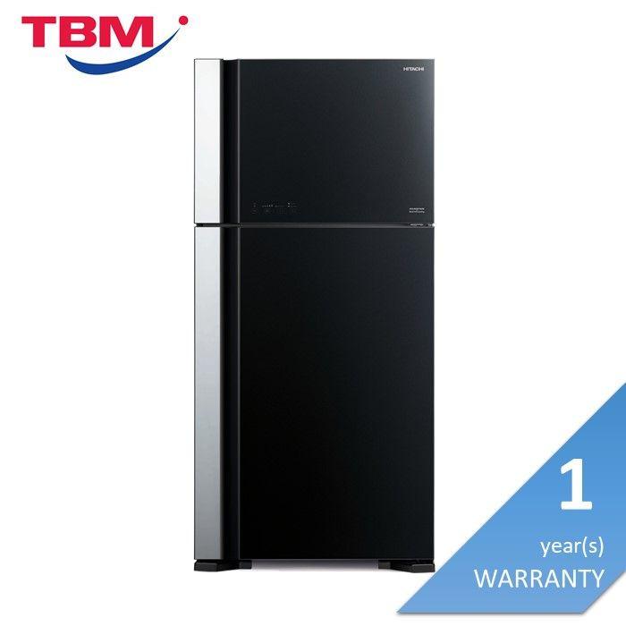 Hitachi R-VG710P7M-1 GBK Fridge 2 Doors G601L Inverter Glass Black | TBM Online