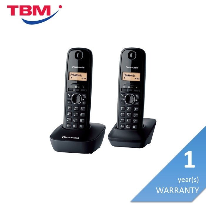 Panasonic KX-TG1612MLH Twin Cordless Phone Dect Non Expandable Black | TBM Online