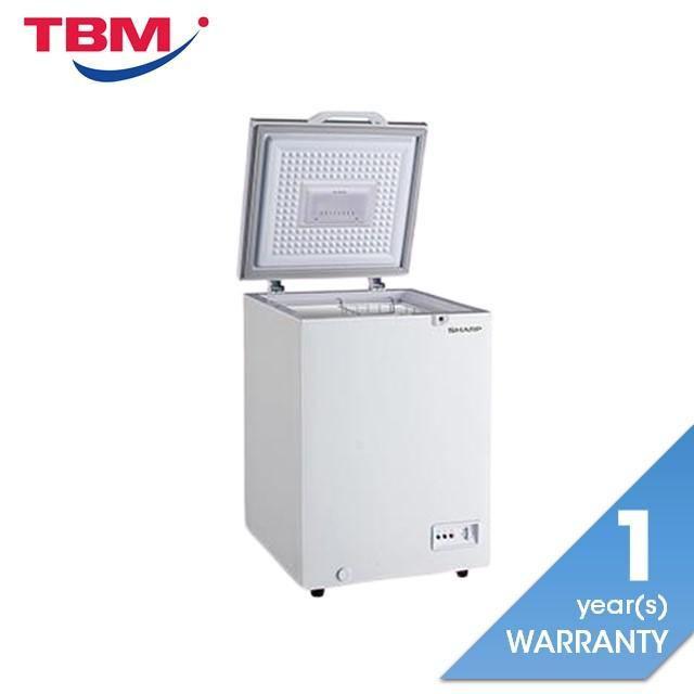 Sharp SJC118 Chest Freezer G110L Led Light R600A Refrigerant Wheels Safety Lock With Key White Inner Wall Dual Cooling & Extra Cool White Color | TBM Online