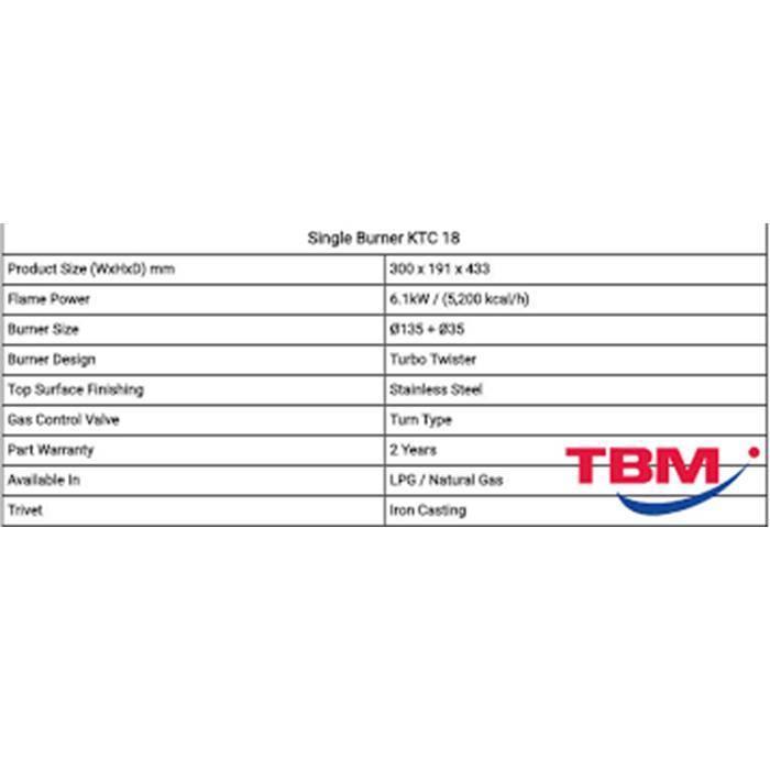 Zenne KTC18 Gas Stove Single Burner 5.8Kw Turbo Twister Ss | TBM Online