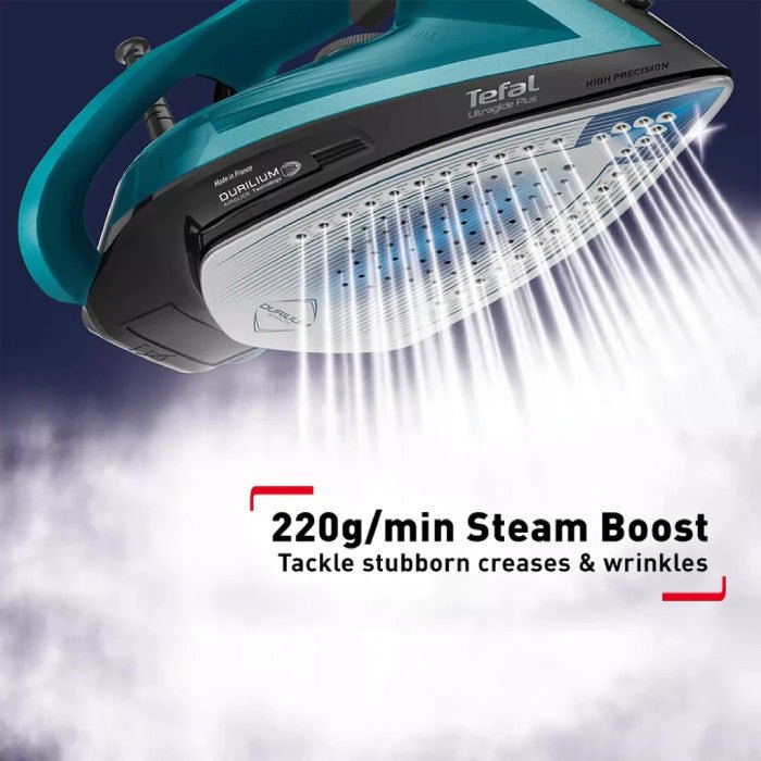 Tefal FV5847 Steam Iron Ultraglide Plus Auto Off Steam Boost 5 Steam Settings Sanitize | TBM Online