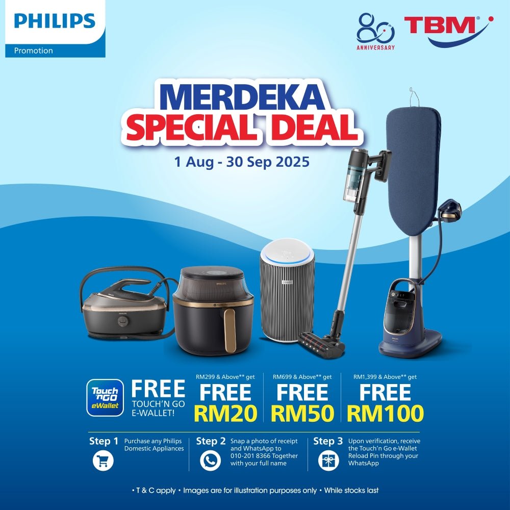 TBM x Philips Merdeka Special Deal | 1 Aug - 30 Sept 2025 - TBM Online