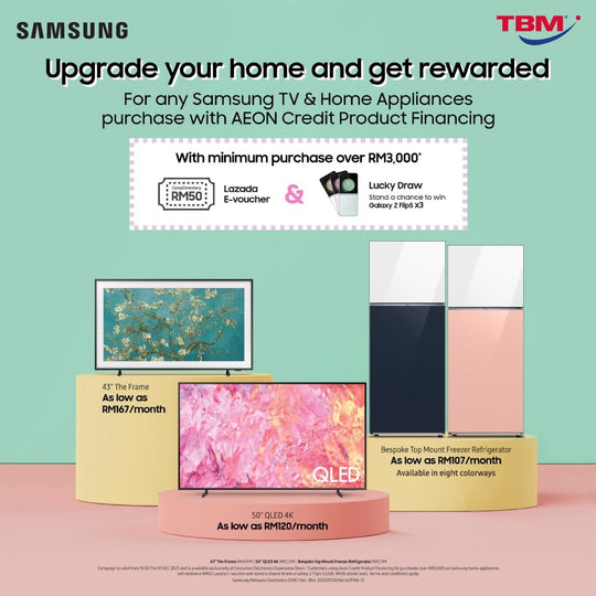 TBM x Samsung Home Appliances Promotion with AEON Credit Card | 10 Oct – 10 Dec 2023