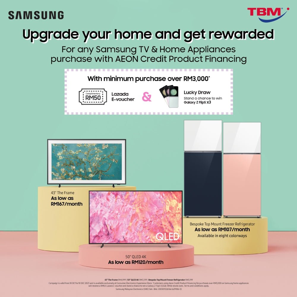 TBM x Samsung Home Appliances Promotion with AEON Credit Card | 10 Oct – 10 Dec 2023 - TBM Online
