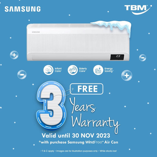 TBM x Samsung WindFree™ AC FOC 3-Year Warranty Promo | 1 Nov – 31 Dec 2023