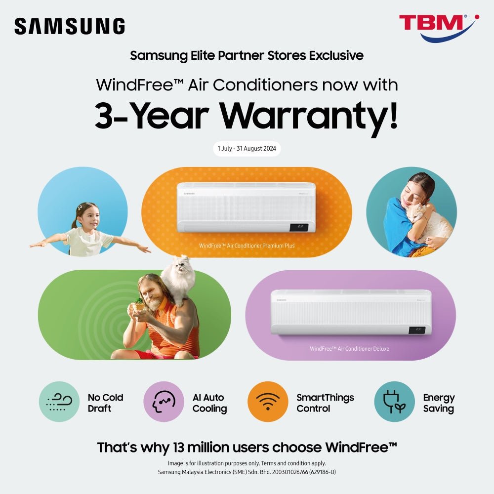 TBM x Samsung WindFree™ AC FOC 3-Year Warranty Promo | 1 July – 31 August 2024 - TBM Online