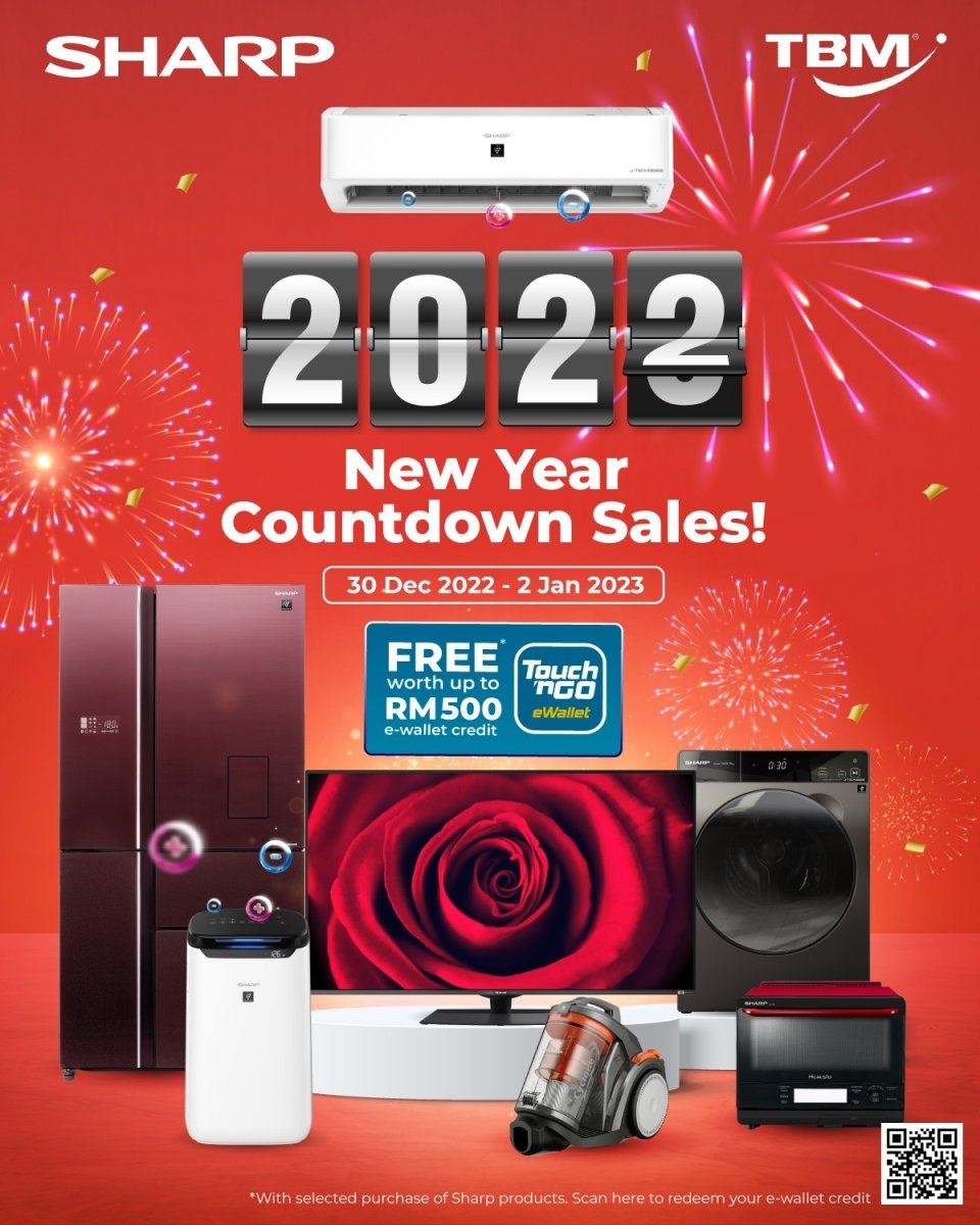 TBM x Sharp New Year Countdown Sales | 30 Dec 2022 – 2 Jan 2023 - TBM Online