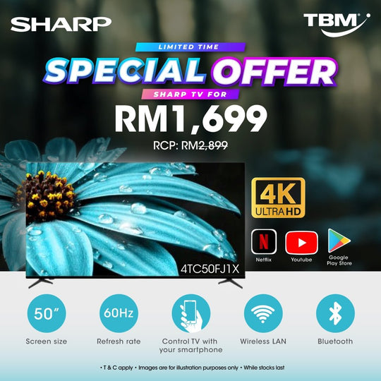 TBM x Sharp TV Exclusive Offer | While Stocks Last