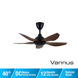 Alpha Vannus SENI-5B/40 WALNUT/MB Ceiling Fan 40" 5 Blades Walnut