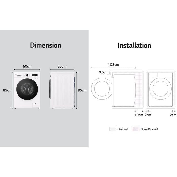 LG FB1208S6W 8kg Front Load Washer With 6 Motion Inverter Direct Drive