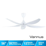 Alpha Vannus SENI-5B/56 MATT WHITE Ceiling Fan 56" 5 Blades Matt White