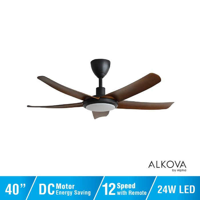 Alkova PAZION G2 5B/40 LED WALNUT/MB 40" Ceiling Fan 5 Blades LED Walnut Matt Black