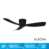 Alpha Alkova MILI-3B/52 LED HG MATT BLACK Ceiling Fan 52" 3 Blades Matt Black