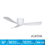 Alpha Alkova MILI-3B/52 LED HG MATT WHITE Ceiling Fan 52" 3 Blades Matt White