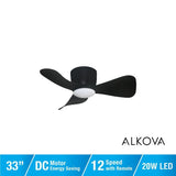 Alpha Alkova MILI-3B/33 LED HG MATT BLACK Ceiling Fan 33" 3 Blades Matt Black