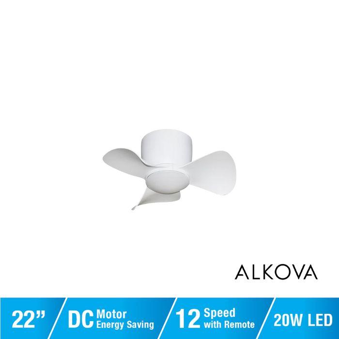Alpha Alkova MILI-3B/22 LED HG MATT WHITE Ceiling Fan 22" 3 Blades Matt White