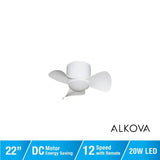 Alpha Alkova MILI-3B/22 LED HG MATT WHITE Ceiling Fan 22" 3 Blades Matt White