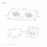 Electrolux EHG7224BF 78cm 300 Series Built-In Gas Hob With 2 Cooking Zones
