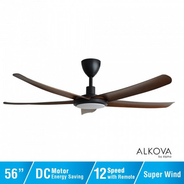 Alkova PAZION G2 5B/56 LED WALNUT MATT BLACK Ceiling Fan 5 Blades 56" LED Walnut/Matt Black