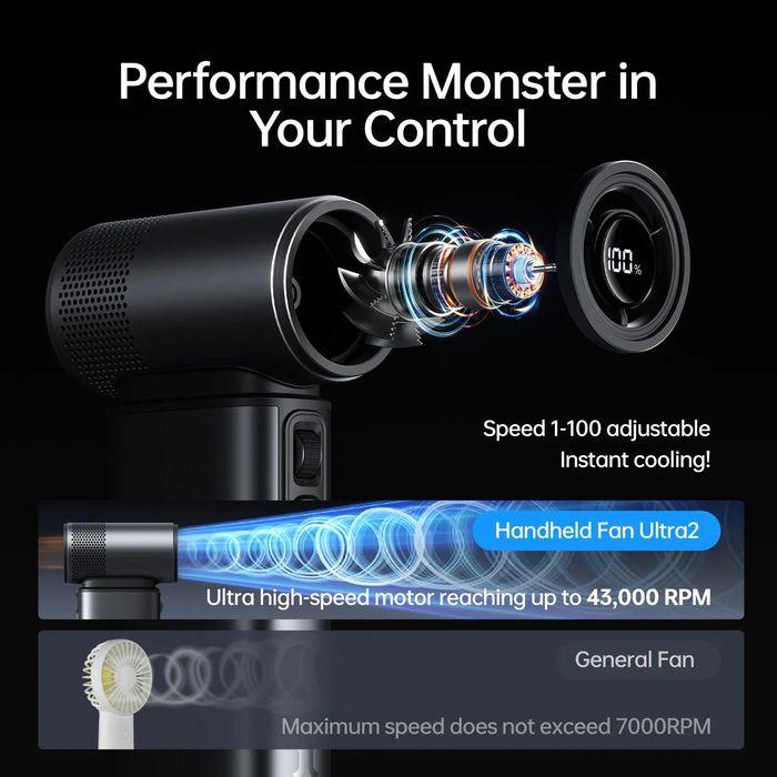 JisuLife Ultra2 Handheld Fan 9000mAh 25H Battery Life 43000RPM [Dark Grey / Light Brown]