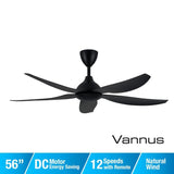 Alpha Vannus SENI-5B/56 MATT BLACK Ceiling Fan 56" 5 Blades Matt Black