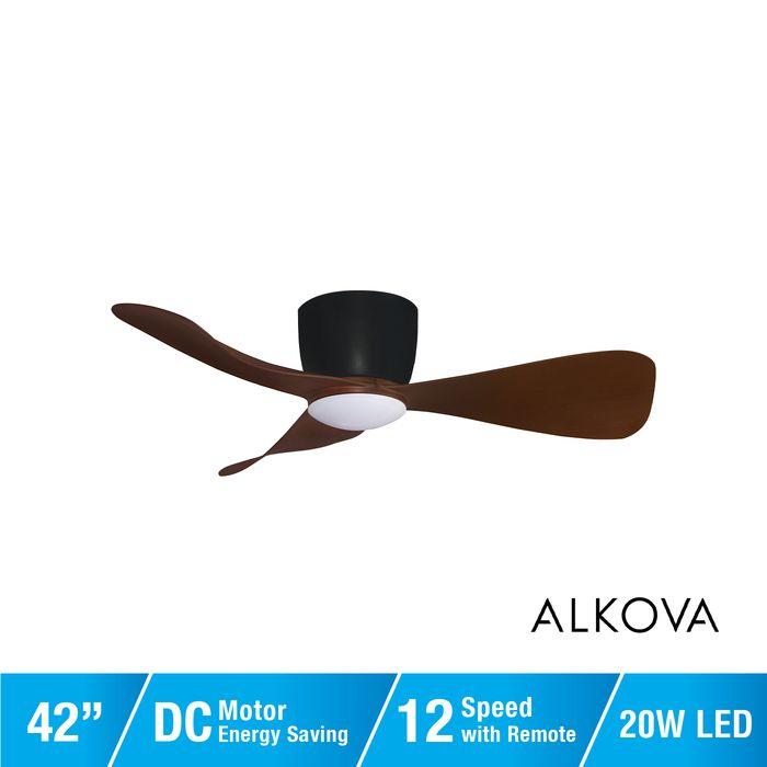 Alpha Alkova MILI-3B/42 LED HG WALNUT/MB Ceiling Fan 42" 3 Blades Walnut Matt Black