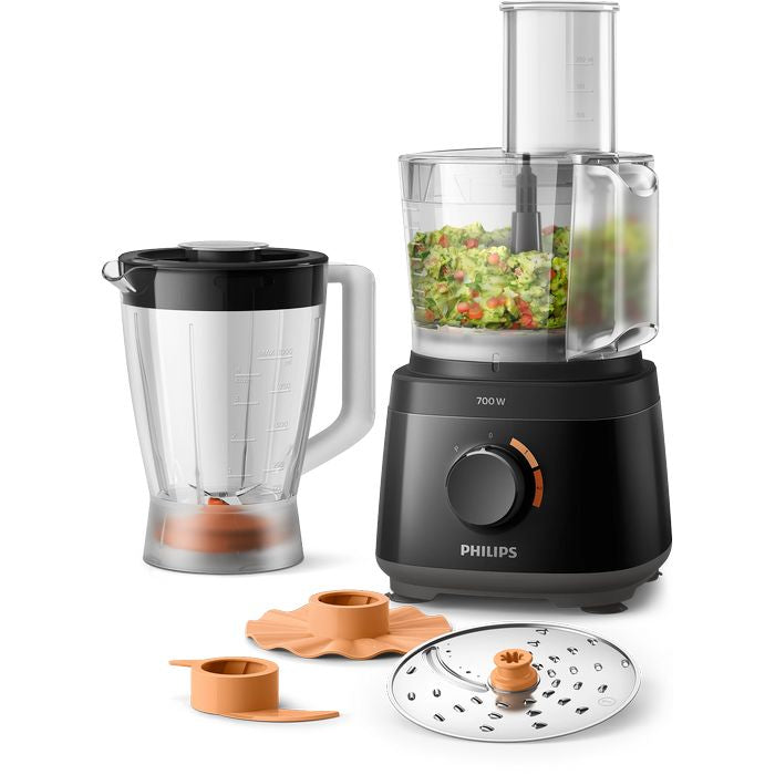 Philips HR7320/11 Food Processor 700W, 2-In-1 Disc, 19 Functions (Black)