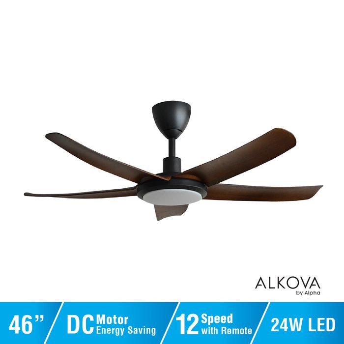 Alkova PAZION G2 5B/46 LED WALNUT/MB 46" Ceiling Fan 5 Blades LED Walnut Matt Black
