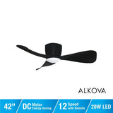 Alpha Alkova MILI-3B/42 LED HG MATT BLACK Ceiling Fan 42" 3 Blades Matt Black