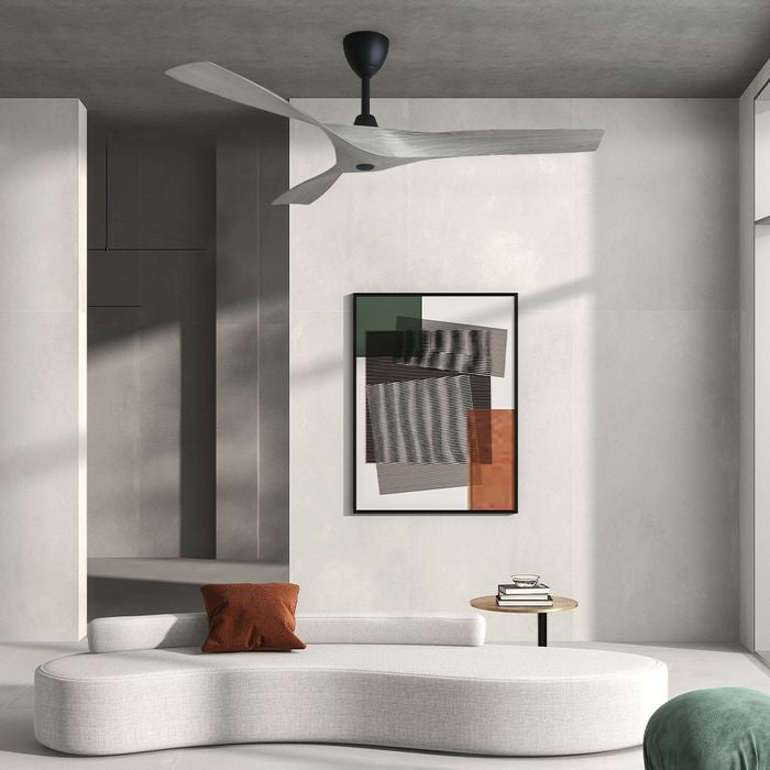 Alkova AXIS 3B/56 GREY WOOD/MB 56" Ceiling Fan 3 Blades With Remote Grey Wood Matt Black | TBM Online
