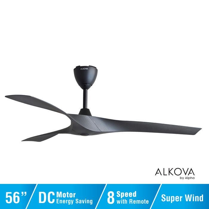 Alkova AXIS 3B/56 MATT BLACK/CARBON FIBER Ceiling Fan 56" 3 Blades with Remote Matt Black/Carbon Fiber | TBM Online