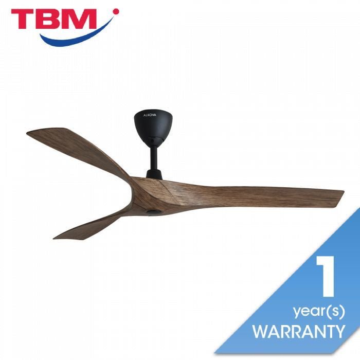 Alkova AXIS 3B/56 MATT BLACK/OAK Ceiling Fan 56" 3 Blades with Remote Matt Black/Oak | TBM Online