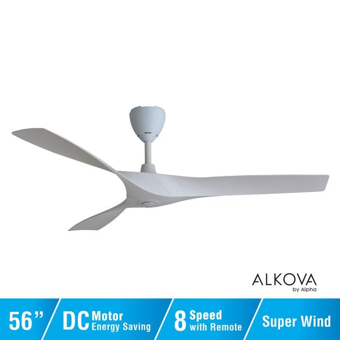 Alkova AXIS 3B/56 MATT WHITE Ceiling Fan 56" 3 Blades with Remote Matt White | TBM Online