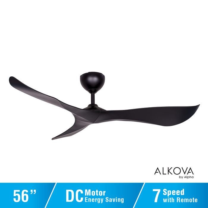 Alkova KOKO 56 MATT BLACK Ceiling Fan 56" Matt Black | TBM Online