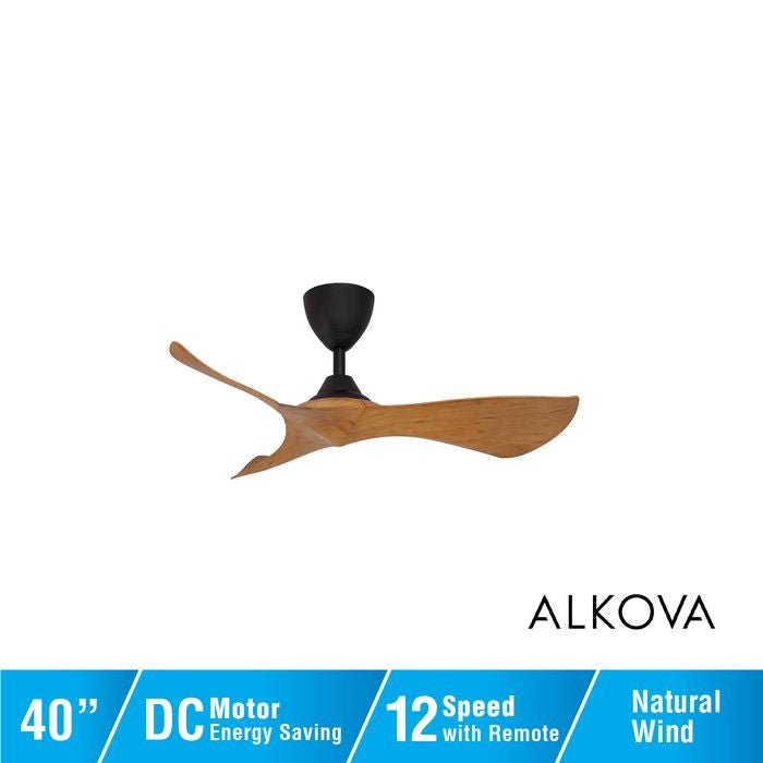 Alkova KOKO G2 3B/40 CARAMEL/MB Ceiling Fan 3 Blades 40 Inch Caramel Matt Black | TBM Online