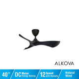 Alkova KOKO G2 3B/40 MATT BLACK Ceiling Fan 3 Blades 40 Inch Matt Black | TBM Online