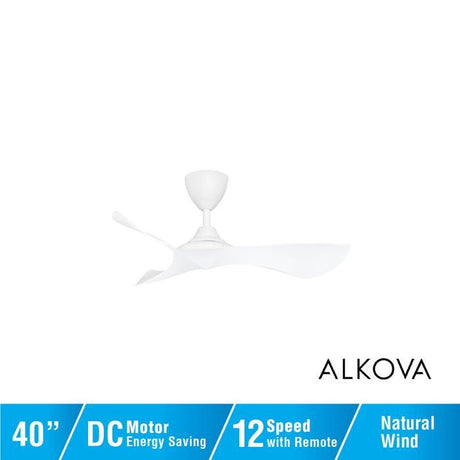 Alkova KOKO G2 3B/40 MATT WHITE Ceiling Fan 3 Blades 40 Inch Matt White | TBM Online