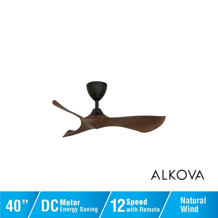 Alkova KOKO G2 3B/40 WALNUT/MB Ceiling Fan 3 Blades 40 Inch Walnut Matt Black | TBM Online