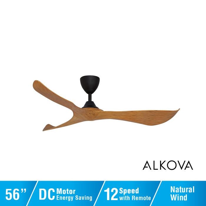 Alkova KOKO G2 3B/56 CARAMEL/MB Ceiling Fan 3 Blades 56 Inch Caramel Matt Black | TBM Online