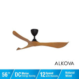 Alkova KOKO G2 3B/56 CARAMEL/MB Ceiling Fan 3 Blades 56 Inch Caramel Matt Black | TBM Online