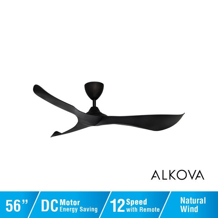 Alkova KOKO G2 3B/56 MATT BLACK Ceiling Fan 3 Blades 56 Inch Matt Black | TBM Online