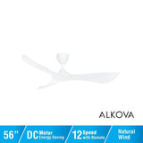Alkova KOKO G2 3B/56 MATT WHITE Ceiling Fan 3 Blades 56 Inch Matt White | TBM Online