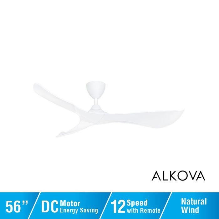 Alkova KOKO G2 3B/56 MATT WHITE Ceiling Fan 3 Blades 56 Inch Matt White | TBM Online