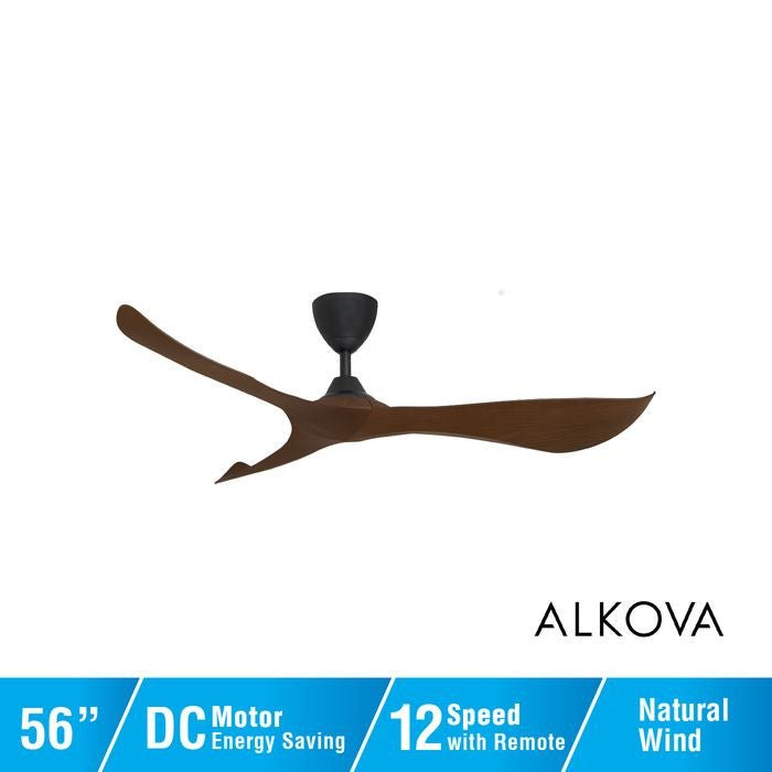 Alkova KOKO G2 3B/56 WALNUT/MB Ceiling Fan 3 Blades 56 Inch Walnut Matt Black | TBM Online