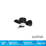 Alpha Alkova MILI-3B/22 LED HG MATT BLACK Ceiling Fan 22" 3 Blades Matt Black | TBM Online