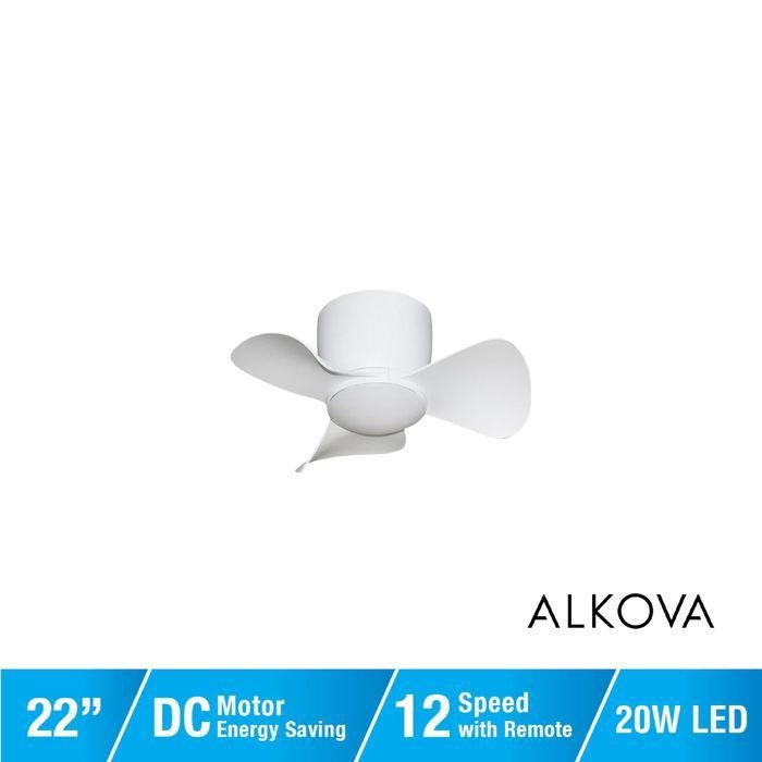 Alpha Alkova MILI-3B/22 LED HG MATT WHITE Ceiling Fan 22" 3 Blades Matt White | TBM Online